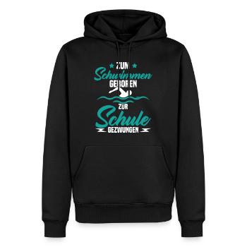 Né pour nager Forcé d'aller à l'école - Sweat à capuche Premium bio Homme - noir - Devant - Nico (187cm)