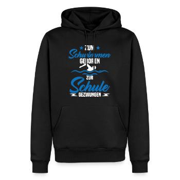 Né pour nager Forcé d'aller à l'école - Sweat à capuche Premium bio Homme - noir - Devant - Nico (187cm)