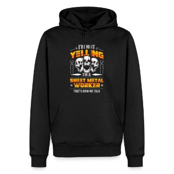 Tôlier Je ne crie pas Je suis mécanicien - Sweat à capuche Premium bio Homme - noir - Devant - Nico (187cm)