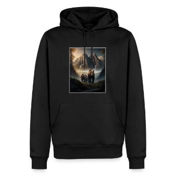 Ours Environnement Forêt Montagnes Protection de l’environnement Protection des espèces - Sweat à capuche Premium bio Homme - noir - Devant - Nico (187cm)