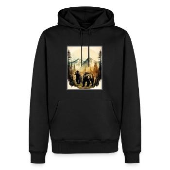Ours Environnement Forêt Montagnes Protection de l’environnement Protection des espèces - Sweat à capuche Premium bio Homme - noir - Devant - Nico (187cm)