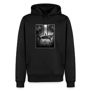Requin Biologie marine Protection de l’environnement Conservation des espèces - Sweat à capuche Premium bio Homme - noir - Devant - Nico (187cm)