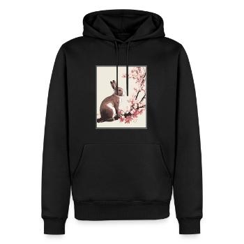 Lapin Lapin Fleur de Cerisier Japon Japonais - Sweat à capuche Premium bio Homme - noir - Devant - Nico (187cm)