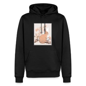 Lapin Lapin Fleur de Cerisier Japon Japonais - Sweat à capuche Premium bio Homme - noir - Devant - Nico (187cm)