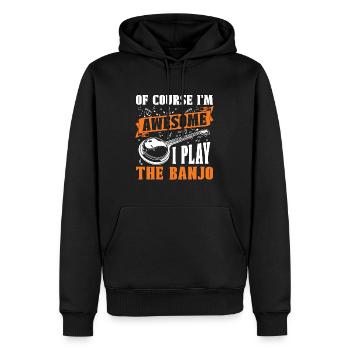 Banjo Bien sûr que je suis génial je joue de la musique country - Sweat à capuche Premium bio Homme - noir - Devant - Nico (187cm)