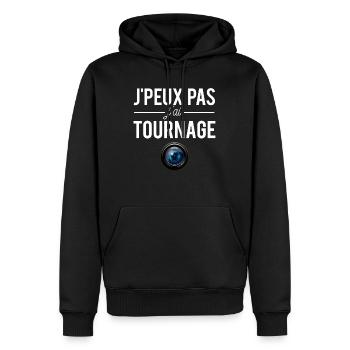 J'Peux Pas J'ai Tournage Blague Vidéaste Humour - Sweat à capuche Premium bio Homme - noir - Devant - Nico (187cm)