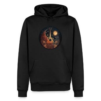 Cottagecore Akustik Gitarre Mond Sterne Blume - Männer Premium Bio Hoodie - Schwarz - Vorne - Nico (187cm)