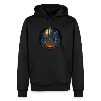 Cottagecore Akustik Gitarre Mond Sterne Blume - Männer Premium Bio Hoodie - Schwarz - Vorne - Nico (187cm)