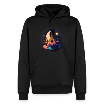 Cottagecore Akustik Gitarre Mond Sterne Blume - Männer Premium Bio Hoodie - Schwarz - Vorne - Nico (187cm)