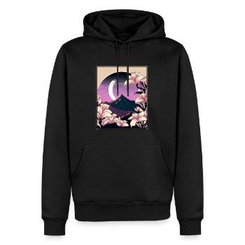 Mondblume Moonflower Mond Japanisch Vaporwave - Männer Premium Bio Hoodie - Schwarz - Vorne - Nico (187cm)