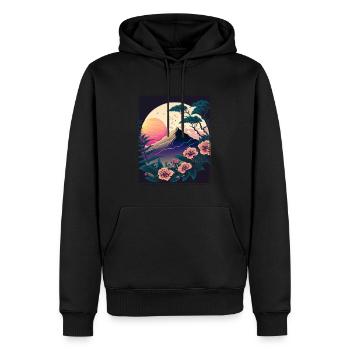 Mondblume Moonflower Mond Japanisch Vaporwave - Männer Premium Bio Hoodie - Schwarz - Vorne - Nico (187cm)