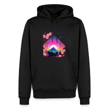 Mondblume Moonflower Mond Japanisch Vaporwave - Männer Premium Bio Hoodie - Schwarz - Vorne - Nico (187cm)