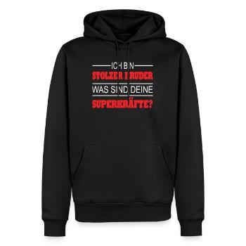 Bruder Geschenkidee Geschwister - Männer Premium Bio Hoodie - Schwarz - Vorne - Nico (187cm)