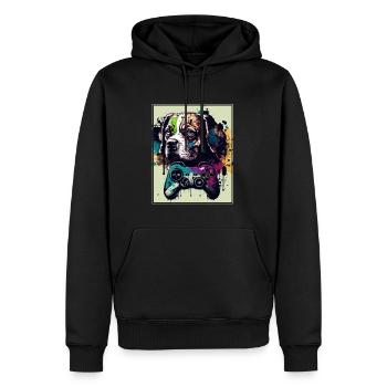 Chiens et jeux Hunde Gamer Controller Zocken - Sweat à capuche Premium bio Homme - noir - Devant - Nico (187cm)