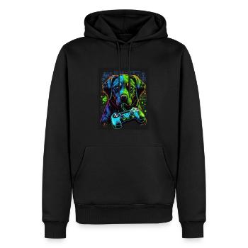 Chiens et jeux Hunde Gamer Controller Zocken - Sweat à capuche Premium bio Homme - noir - Devant - Nico (187cm)