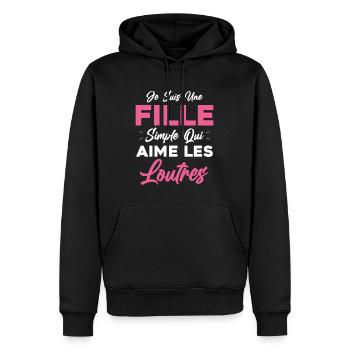 Je Suis Une Fille Simple Qui Aime Les Loutres - Sweat à capuche Premium bio Homme - noir - Devant - Nico (187cm)