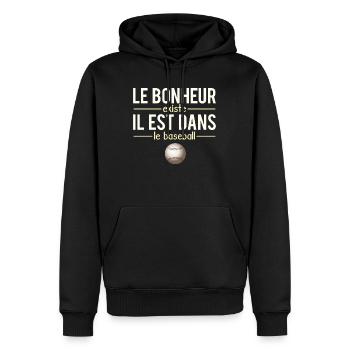 Le Bonheur Existe Blague Baseball Sport Humour - Sweat à capuche Premium bio Homme - noir - Devant - Nico (187cm)