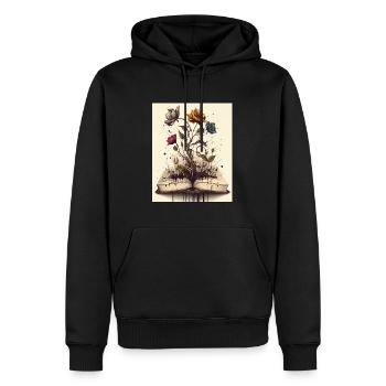 Lecteur Livres Plantes Fleurs Auteur - Sweat à capuche Premium bio Homme - noir - Devant - Nico (187cm)