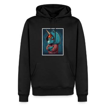 Collègue sarcasme sarcastique de vache licorne du matin - Sweat à capuche Premium bio Homme - noir - Devant - Nico (187cm)