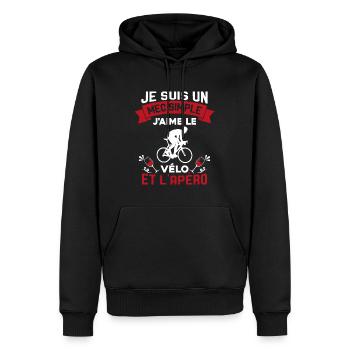 Je suis un Mec Simple j'aime Le Vélo Et L'apéro - Sweat à capuche Premium bio Homme - noir - Devant - Nico (187cm)