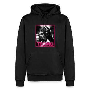 Techno Vaporwave Nonne Christlich Gott Musik - Männer Premium Bio Hoodie - Schwarz - Vorne - Nico (187cm)