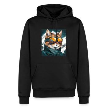 Winter Katze Ski Snowboard Schnee Kätzchen - Männer Premium Bio Hoodie - Schwarz - Vorne - Nico (187cm)