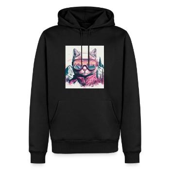 Winter Katze Ski Snowboard Schnee Kätzchen - Männer Premium Bio Hoodie - Schwarz - Vorne - Nico (187cm)