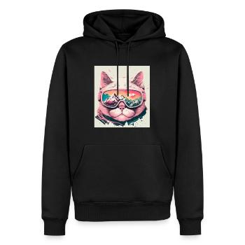 Winter Katze Ski Snowboard Schnee Kätzchen - Männer Premium Bio Hoodie - Schwarz - Vorne - Nico (187cm)