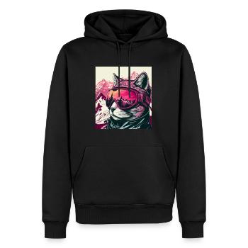 Winter Katze Ski Snowboard Schnee Kätzchen - Männer Premium Bio Hoodie - Schwarz - Vorne - Nico (187cm)