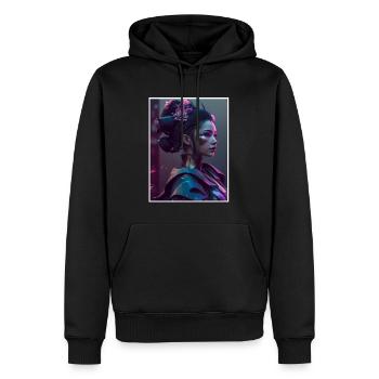 Geisha Anime Japon Vaporwave Anime Futuriste - Sweat à capuche Premium bio Homme - noir - Devant - Nico (187cm)