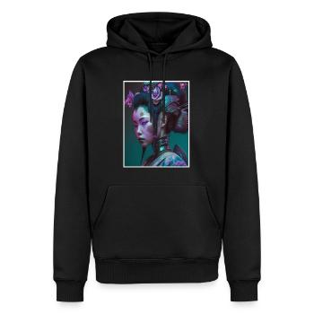 Geisha Anime Japon Vaporwave Anime Futuriste - Sweat à capuche Premium bio Homme - noir - Devant - Nico (187cm)