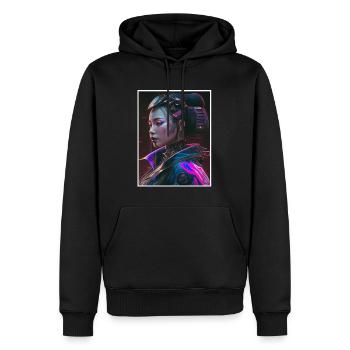 Geisha Anime Japon Vaporwave Anime Futuriste - Sweat à capuche Premium bio Homme - noir - Devant - Nico (187cm)