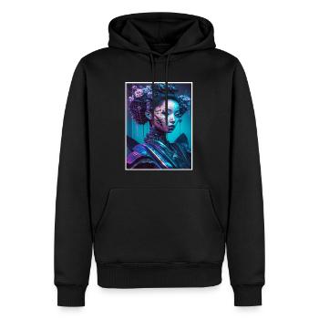 Geisha Anime Japon Vaporwave Anime Futuriste - Sweat à capuche Premium bio Homme - noir - Devant - Nico (187cm)