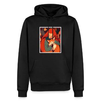 Fuchs Fuchsmama Fuchsliebe Natur Wald Mädchen - Männer Premium Bio Hoodie - Schwarz - Vorne - Nico (187cm)