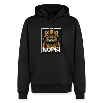 Nope matin grouch chat chaton collègue sarcasme - Sweat à capuche Premium bio Homme - noir - Devant - Nico (187cm)