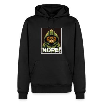 Nope matin grouch chat chaton collègue sarcasme - Sweat à capuche Premium bio Homme - noir - Devant - Nico (187cm)