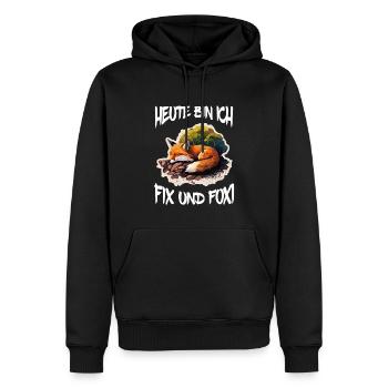 Fix und Foxi Fuchs Spruch Schlafshirt Kuscheln - Männer Premium Bio Hoodie - Schwarz - Vorne - Nico (187cm)