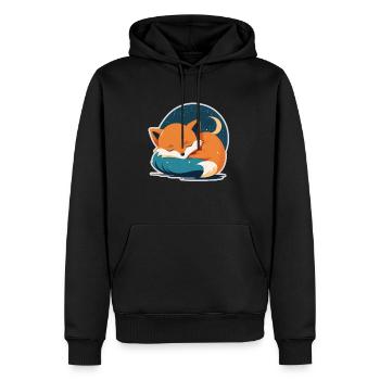 Fix and Foxi Fox Saying Sleeping Shirt Cuddle - Men’s Premium Organic Hoodie - black - Front - Nico (187cm)