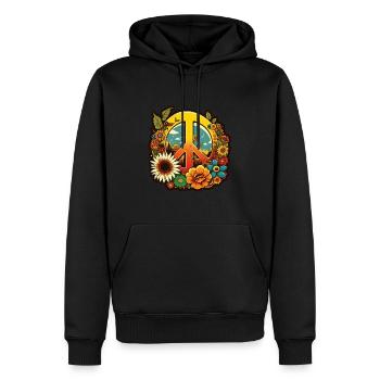 Frieden Zeichen Blumen Pflanzen Abstrakt Peace - Männer Premium Bio Hoodie - Schwarz - Vorne - Nico (187cm)