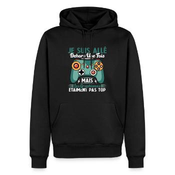 Cadeau Humour Console Graphisme Jeux Vidéo - Sweat à capuche Premium bio Homme - noir - Devant - Nico (187cm)