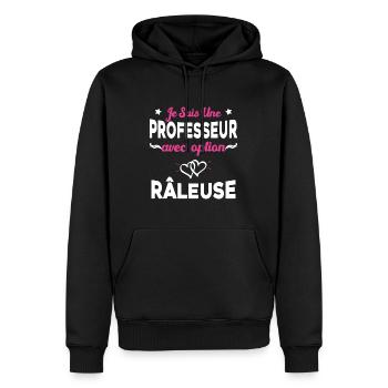 Femme je suis une professeur avec option râleuse - Sweat à capuche Premium bio Homme - noir - Devant - Nico (187cm)
