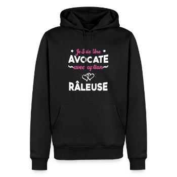 Femme je suis une avocate avec option râleuse - Sweat à capuche Premium bio Homme - noir - Devant - Nico (187cm)