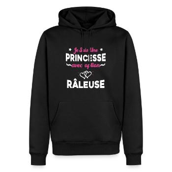 je suis une princesse avec option râleuse femme - Sweat à capuche Premium bio Homme - noir - Devant - Nico (187cm)