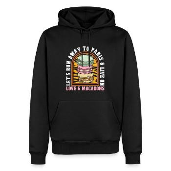 Macaron Fuyons à Paris Snacking Macaroon - Sweat à capuche Premium bio Homme - noir - Devant - Nico (187cm)
