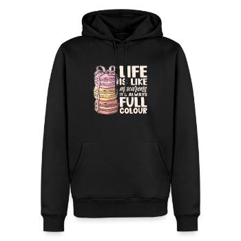Macaron Life Is Like Macarons Snacking Artfully - Men’s Premium Organic Hoodie - black - Front - Nico (187cm)