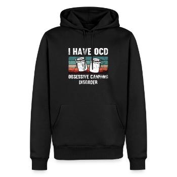 Mise en conserve J’ai un TOC obsessionnel rétro conservation des aliments - Sweat à capuche Premium bio Homme - noir - Devant - Nico (187cm)