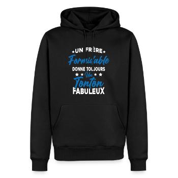 Un Frère Formidable - Un Tonton Fabuleux - Sweat à capuche Premium bio Homme - noir - Devant - Nico (187cm)