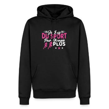 Je fais du Sport pour Manger plus Humour Femme - Sweat à capuche Premium bio Homme - noir - Devant - Nico (187cm)
