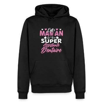 Cette Maman Est Une Super Assistante Dentaire - Sweat à capuche Premium bio Homme - noir - Devant - Nico (187cm)