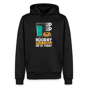 Coffee & Doughnuts Sip Sip Hooray Coffee Bean - Männer Premium Bio Hoodie - Schwarz - Vorne - Nico (187cm)